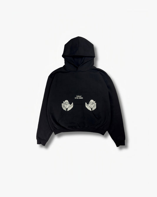 FAMILIAR FACES HOODIE - BLACK, front side